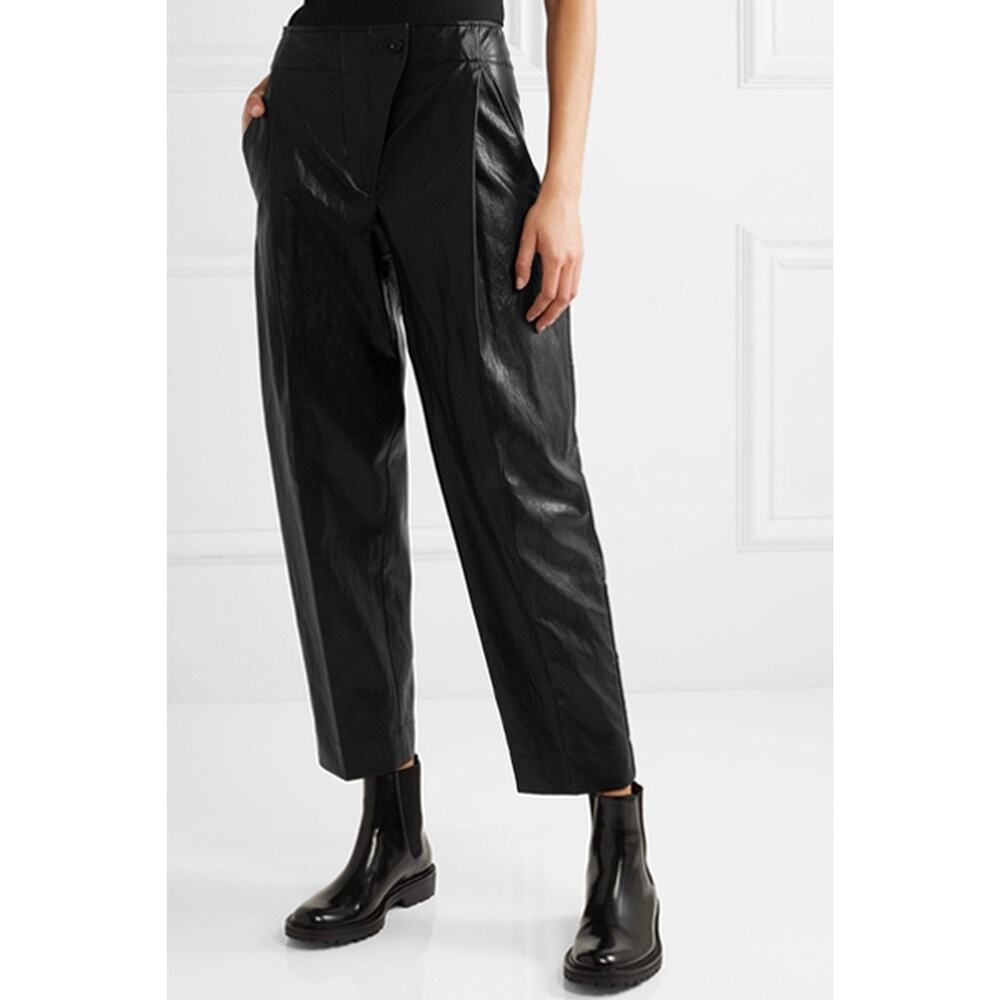 Cédric Charlier pants vegan faux leather Tailored tapered barrel 6 minimal y2k